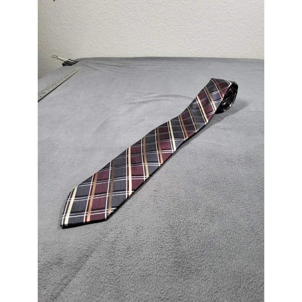 Pronto Uomo Men's Blue Gray Striped 100% Silk Classic Necktie Designer